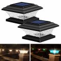 Huyieno Solar Post Cap Lights Outdoor Leding Deck Fence Light Diamond Shade Two Light Modes Warm White 7 Rgb Color Changing For 