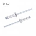 Uxcell Blind Rivets Aluminum Pull Core Decoration 4mm Diameter 16mm Grip Length Silver Tone 60pcs