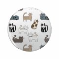 Doodle Cat Design Double Sided Stainless Steel Keychain 1 25 In Round 3d Resin Encased Novelty Key Ring For Backpacks And 