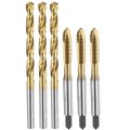 Tap And Drill Bit Set 3pcs M6 X 1 Metric Spiral Point Thread Screw Taps 5 0mm Twist Bits Titanium Coated Hss-6542 Tapping 