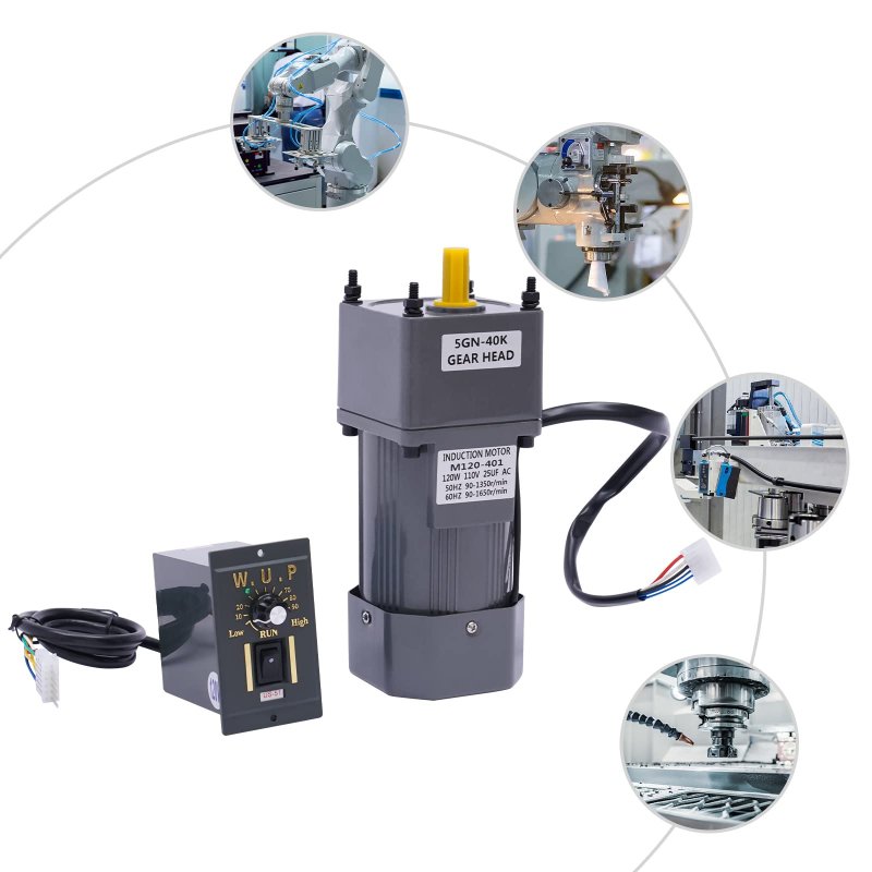 110v 40k Ac Gear Motor Electric 120w Variable Speed Reduction Controller Adjustable High Torque Synchronous Reducer Reversible