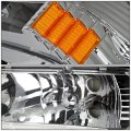 Pair Of Chrome Housing Amber Corner Bumper Headlight Lamps Compatible With Dodge Dakota Durango 97-04