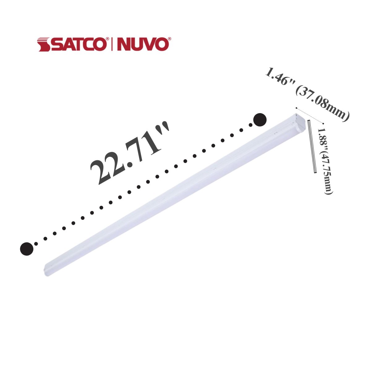 Satco 65-1220 2ft 10w Led Strip Light Cct Selectable 2700k-5000k 1000-1200 Lumens Non-dimmable White Finish 120-277v High Cri