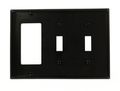 Leviton 80745-e 3-gang 2-toggle 1-decora Gfci Device Combination Wallplate Standard Size Black 