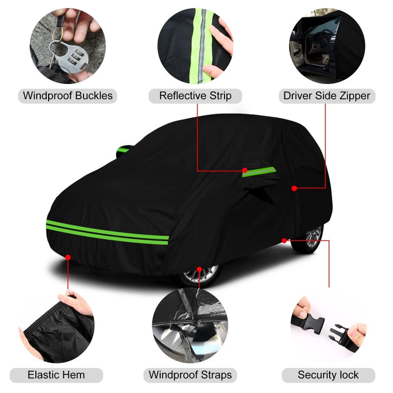 Waterproof All Weather Car Cover For 2001 2010 Chrysler Pt Cruiser 6 Layers With Cotton Liner Zipper Door And Windproof Bands