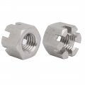 Uxcell 3pcs M10x1 5mm 304 Stainless Steel Hex Hexagon Slotted Castle Nut Silver Tone
