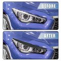 X Autohaux Carbon Fiber Front Lamp Headlight Eyelid Eyebrow Cover Trim For Infiniti Q50 2014-2019 Black