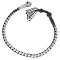 Dream Apparel 42 Motorcycle Get Back Whip Genuine Leather Biker For Handlebar With Fringes And Skulls Black Silver 