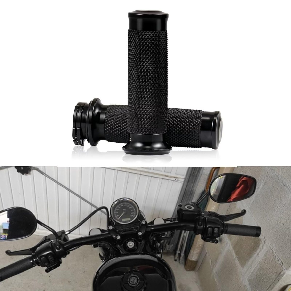 25mm 1 Black Handle Bar Grips Motorcycle Hand Handlebar Universal Replacement For 2005 Harley-davidson Road King Police Efi W