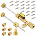 Valve Core Remover Tool Hvac With Dual Size Sae 1 4 And 5 16 Port 20 Pcs Cores Teflon Seal Brass Nuts For R410a R32 R22 R12 