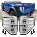 Rear Tail Light Assembly For 2009 2014 Ford F150 Clear Lens With Chrome Housing And Red Incandescent Bulbs Set Of 2 Left Right 