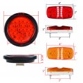 Astra Depot 2pcs 4 Round Red 24-led Brake Stop Running Tail Lamp Grommet Plug Kit And 14pcs 7x Amber 12-led Side Marker