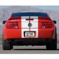 Ford Mustang Cobra Outline In Red Mirror Chrome Metal License Plate Frame