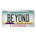 Ford Mustang Cobra Outline In Red Mirror Chrome Metal License Plate Frame