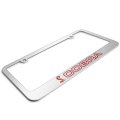 Ford Mustang Cobra Outline In Red Mirror Chrome Metal License Plate Frame