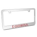 Ford Mustang Cobra Outline In Red Mirror Chrome Metal License Plate Frame