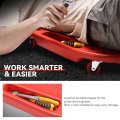 Low Profile Under Car Rolling Mechanic Creeper 38 In Red Plastic Seat With Dual Tool Trays And 6 Swivel Casters For Garage