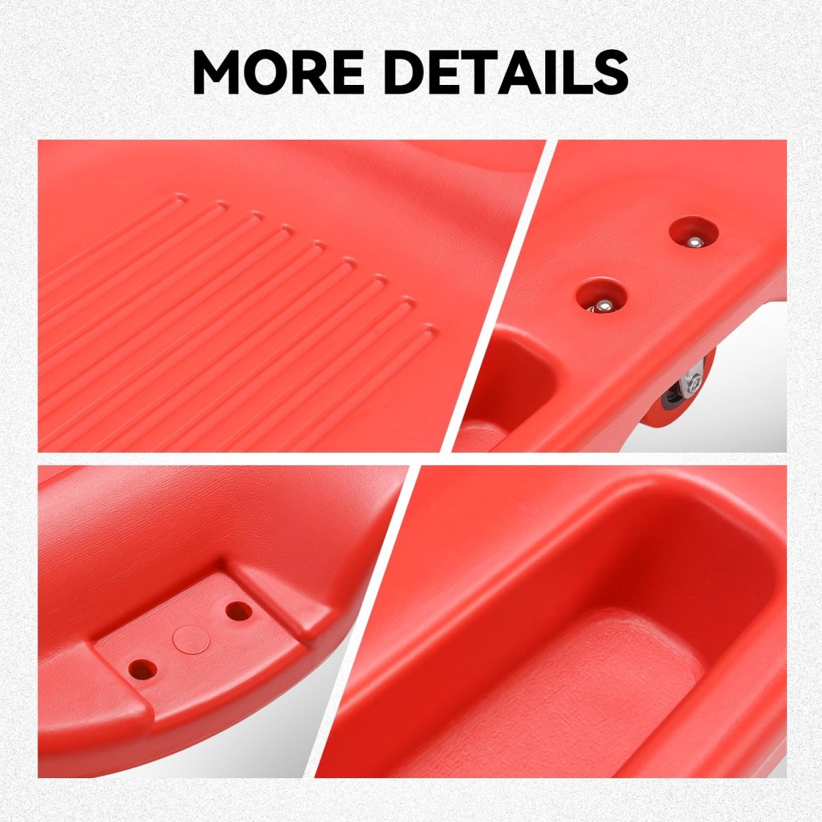 Low Profile Under Car Rolling Mechanic Creeper 38 In Red Plastic Seat With Dual Tool Trays And 6 Swivel Casters For Garage
