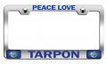 Peace Love Tarpon Fishing Chrome Metal License Plate Frame Tag Holder Universal Fit For Us And Canada Vehicles 12 5 X 6 In 