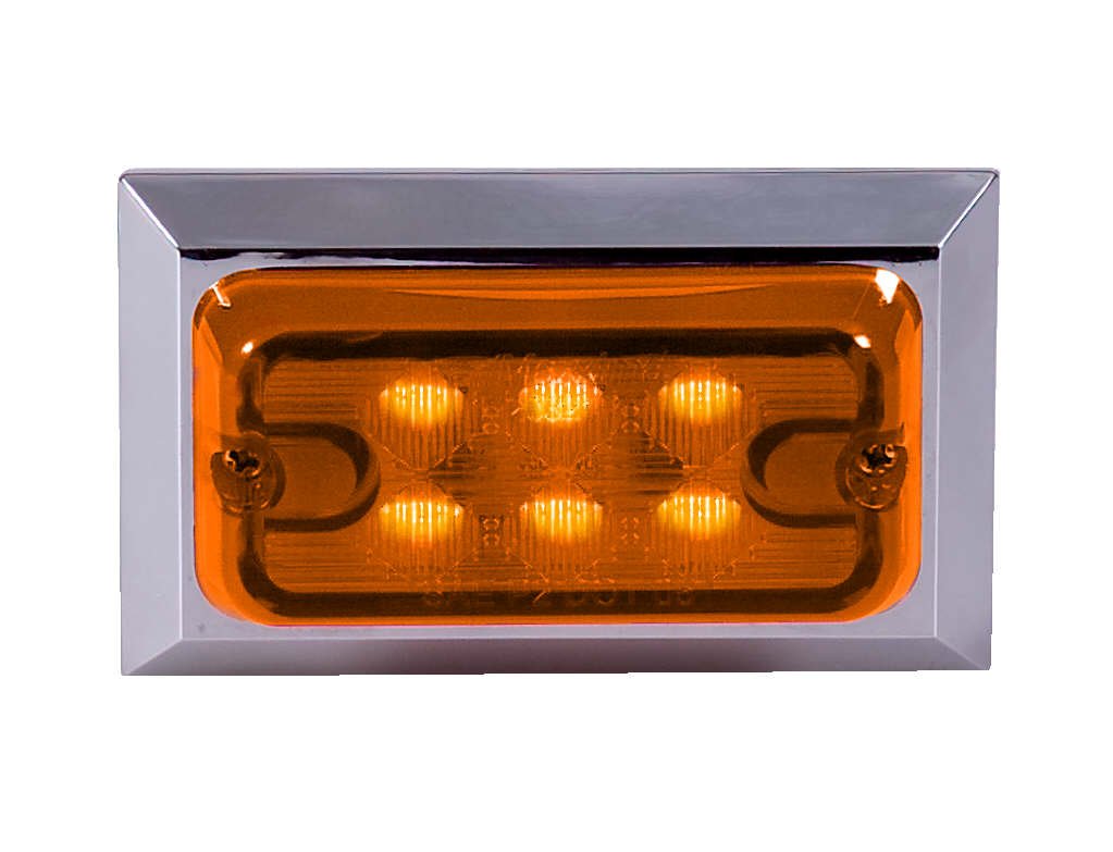 Maxxima M20321y Amber Rectangular Led Clearance Marker Light With Chrome Trim