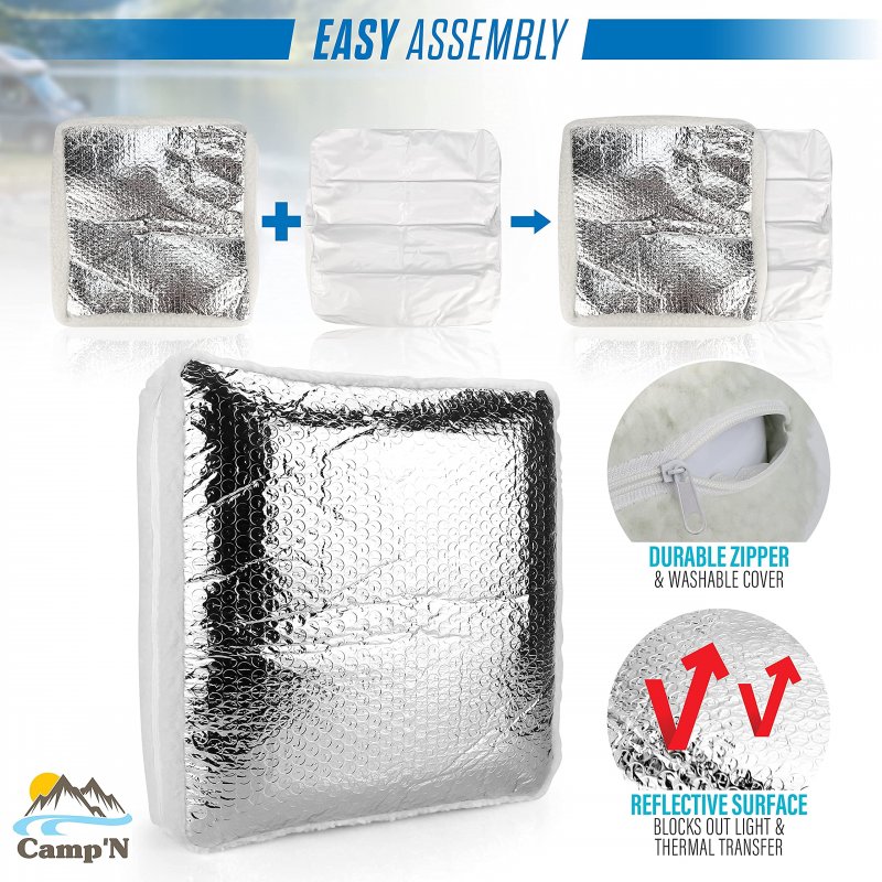 Universal 14 In X Rv Vent Skylight Insulator Inflatable Shade With Reflective Heat Shield 2 Pack