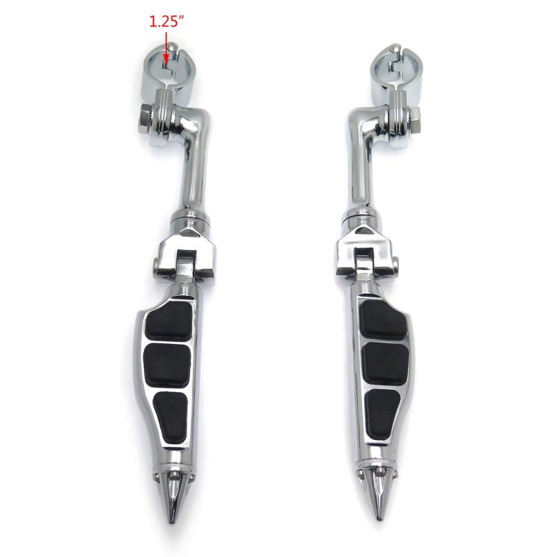 Chrome Long Angled Adjustabl Mounting Kit Stiletto Shape Foot Peg For Goldwing Vtx1300 Shadow Valkyrie Triumph Rocket Equip 1-1