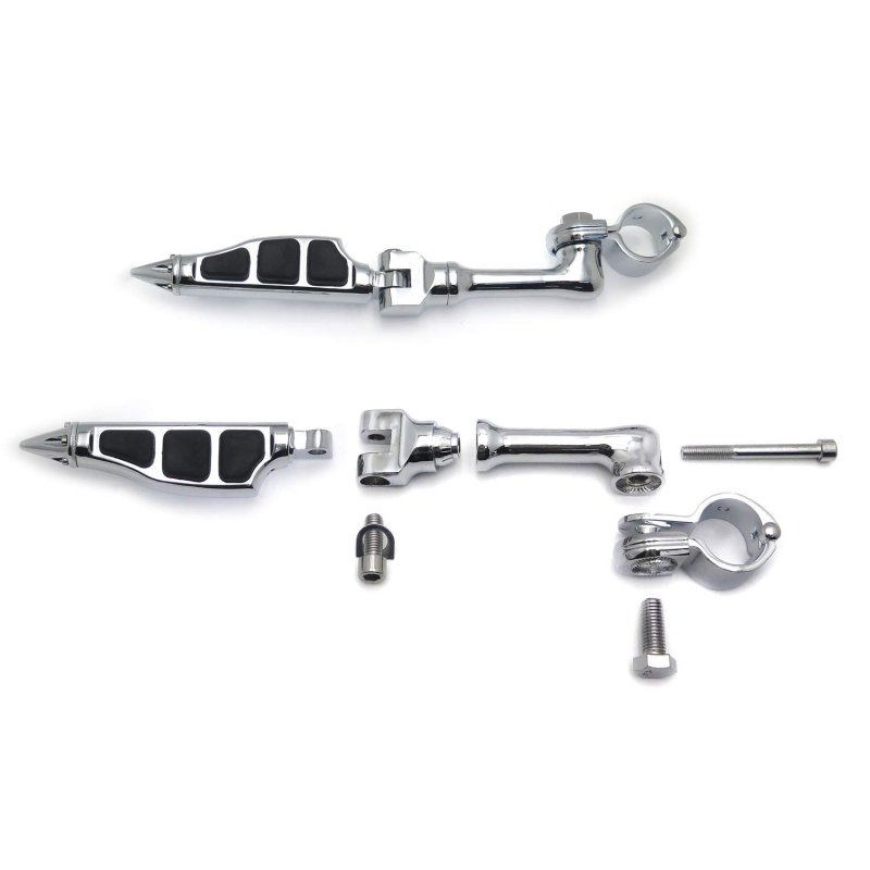 Chrome Long Angled Adjustabl Mounting Kit Stiletto Shape Foot Peg For Goldwing Vtx1300 Shadow Valkyrie Triumph Rocket Equip 1-1