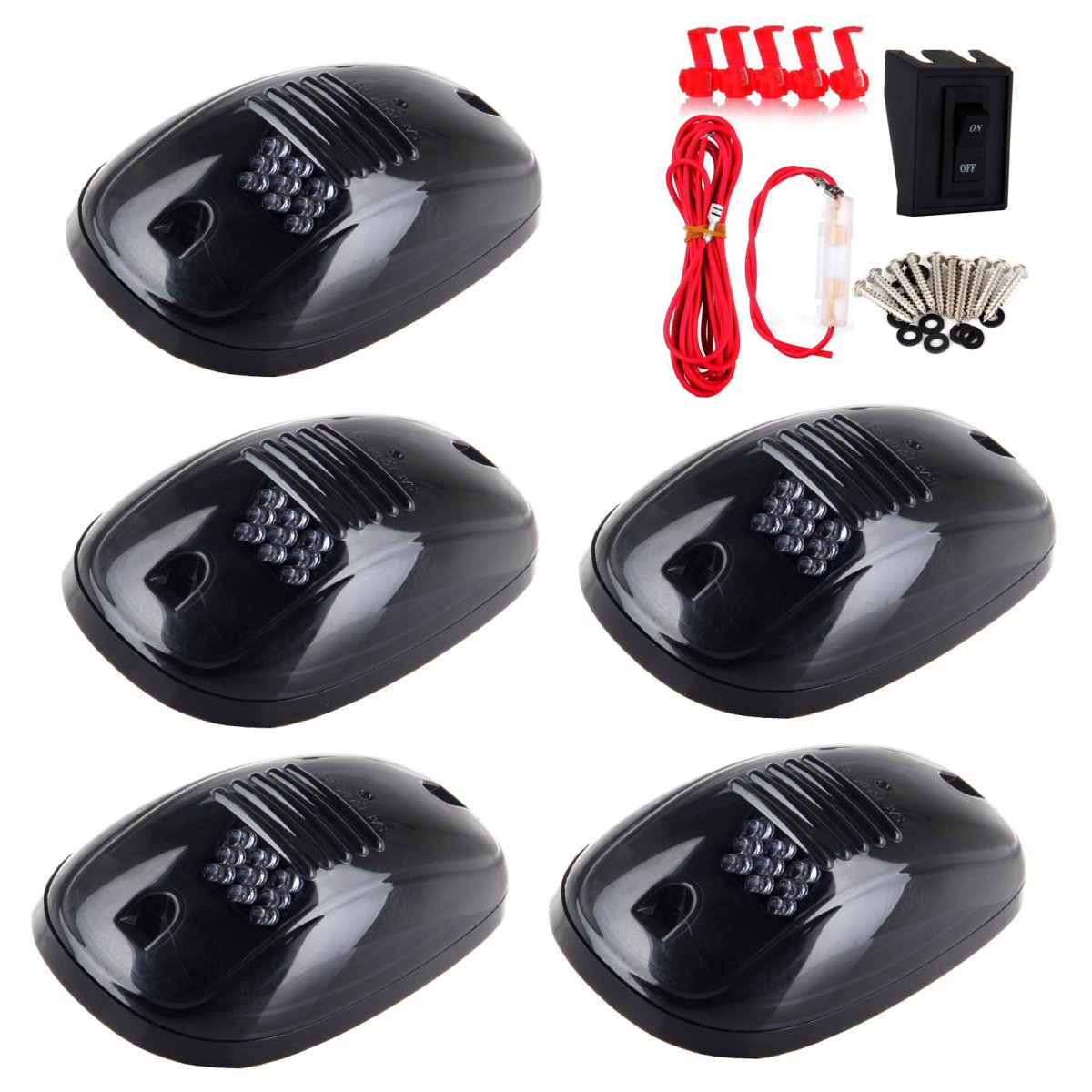 Cab Marker Light 5pcs Smoke Lens Top Roof Running Assembly With Amber Led Bulbs And Wiring Switch For Dodge Ram 1500 2500 3500