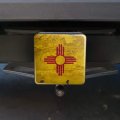 Rustic Distressed New Mexico State Flag Tow Trailer Hitch Cover Plug Insert