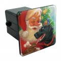 Christmas Holiday Santa And Black Lab Labrador Dog Tow Trailer Hitch Cover Plug Insert