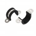 Uxcell 20mm Dia Rubber Lined U Shaped 304 Stainless Steel Pipe Clip Hose Clamp 6pcs