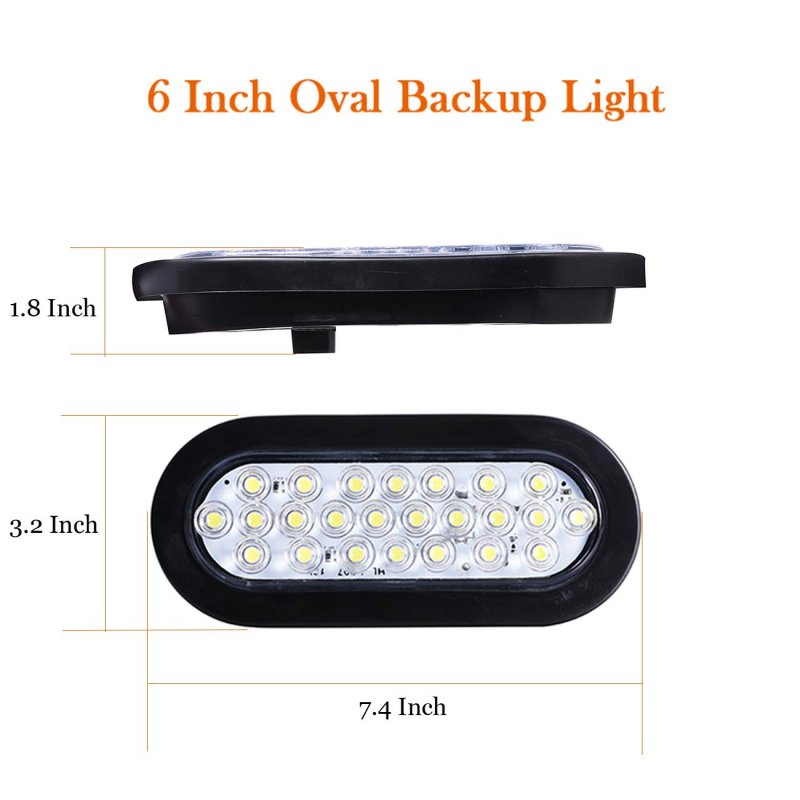 Npauto 2pcs 6 Oval Led Trailer Lights 24 White Reverse Backup Waterproof Stop Turn Tail Light For Rv Trucks