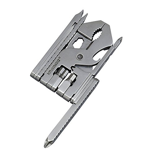 Swiss Tech St53130 Polished Ss 22-in-1 Pocket Multitool Kit With Wrenches Allen Drivers Hand Drill