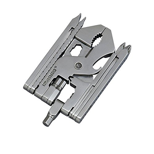 Swiss Tech St53130 Polished Ss 22-in-1 Pocket Multitool Kit With Wrenches Allen Drivers Hand Drill