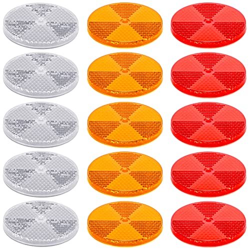 15 Pack 3 165 Inch Round Front Reflector Driveway Trailers Reflective Mailbox Reflector Safety Reflectors For Post With Center