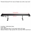 Topteng Car Spoiler Universal With Led Light Sedan Adjustable Rear Aluminum Gt Trunk Wing Racing For Brakes