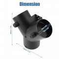 X Autohaux 75mm Car Heater Warm 3 Way Air Ducting Elbow Pipe Y Shape Outlet Connector Black Nylon