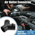 X Autohaux 75mm Car Heater Warm 3 Way Air Ducting Elbow Pipe Y Shape Outlet Connector Black Nylon
