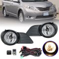 Right Left Side Replacement For 2011-2017 Sienna Fog Lights Bumper 81220-0w040 81210-0w050 With Wiring Harness Switch Kit Black 