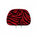 Bdk Car Headrest Cover In Animal Print Zebra Red 