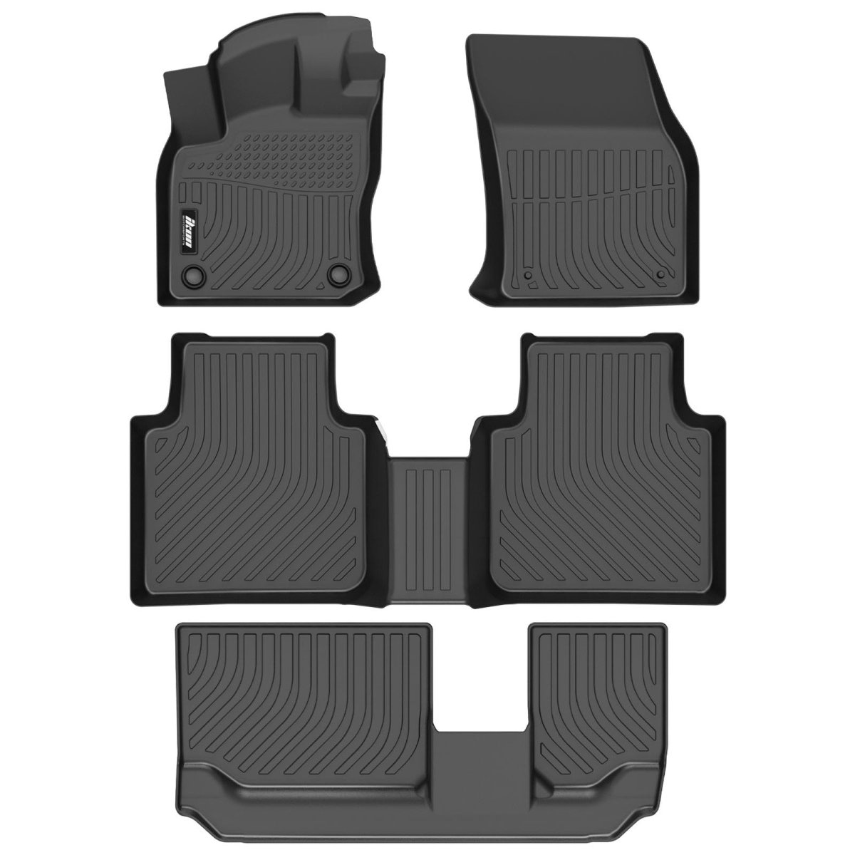 Ikon Motorsports 3d Tpe Floor Mats For 2018-2024 Volkswagen Tiguan 7 Seats All Weather Waterproof Anti-slip Liners Front 2nd