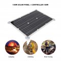 100w Solar Battery Trickle Charger Maintainer 18v Panel Charging Kit High Conversion Efficiency Type C 3 Dc Dual Usb Ports