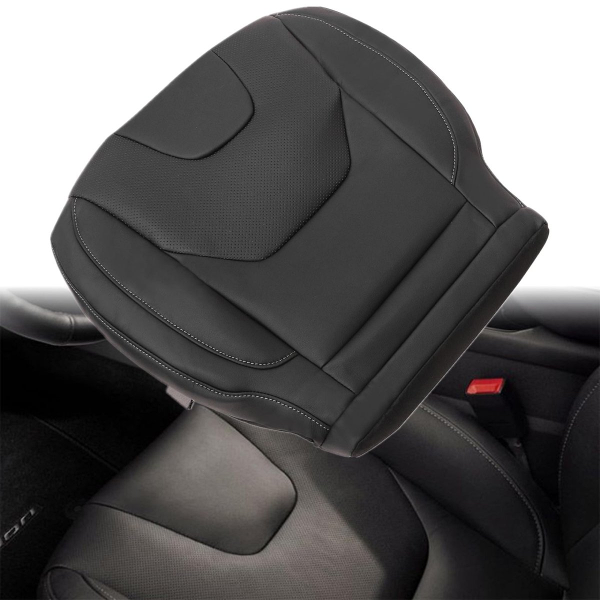 Driver Side Bottom And Top Lean Back Replacement Perforated Leather Seat Covers Black For Ford Fusion Edge Titanium 2013 2014