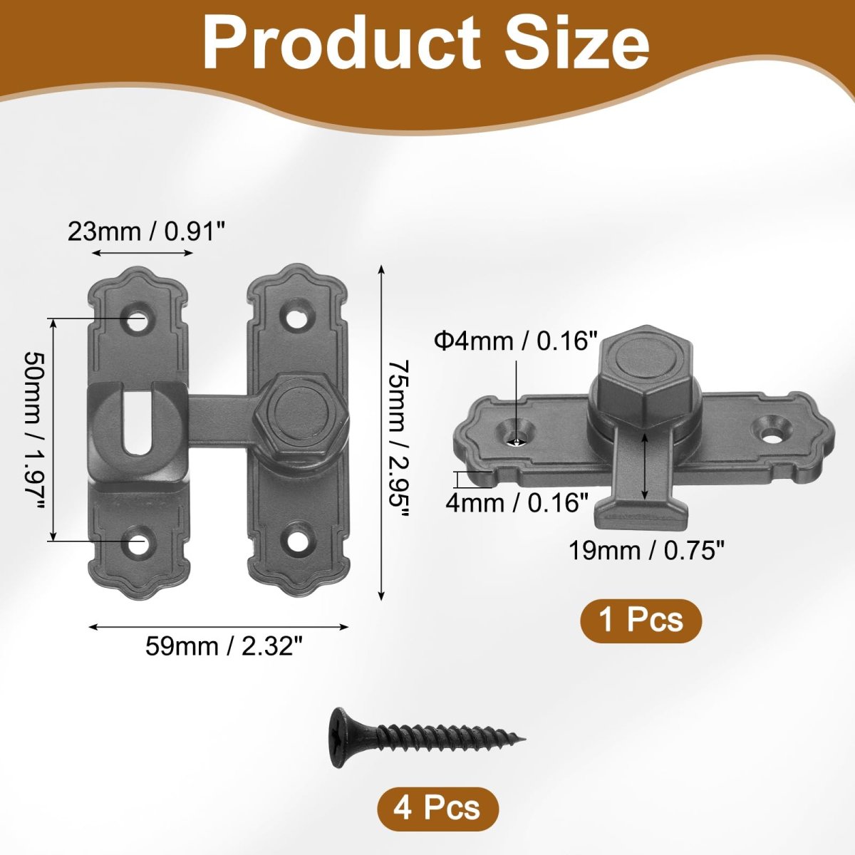 90 180 Degree Flip Gate Latches Aluminum Alloy Sliding Barn Door Latch With Screws Heavy Lock For Cabinet Wood Fence Garage