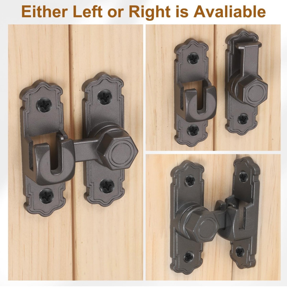 90 180 Degree Flip Gate Latches Aluminum Alloy Sliding Barn Door Latch With Screws Heavy Lock For Cabinet Wood Fence Garage