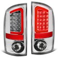 Auto Dynasty 3d Red Led Bar Rear Tail Lights Brake Lamps Compatible With Dodge Ram 1500 2500 3500 02-06 Driver And Passenger