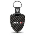 Ipick Image Real Black Carbon Fiber Large Shield-style Key Chain Official Licensed For Chevrolet Camaro Zl1 