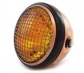 4into1 7 Side Mount Motorcycle Headlight W Grill Bronze Gloss Black Amber H4 Halogen 