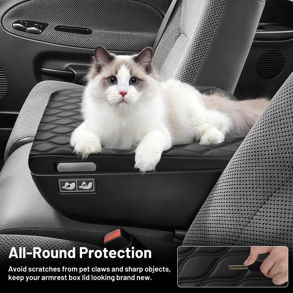 Center Console Cover For 1994 2001 Dodge Ram 1500 2500 3500 Leather Jump Seat Armrest Protector Anti Scratch Middle Pad 19 In X