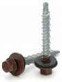 Hex Washer Head Mini Driller Roofing Screws Brown Finish No 10 X 3 In Mechanical Galvanized Carbon Steel With Epdm Bonded 25 